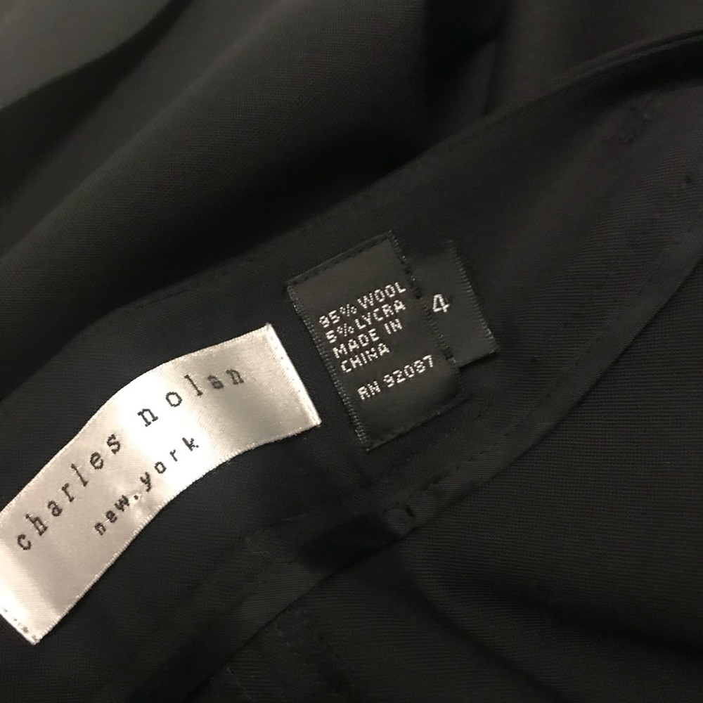 Black wide leg tuxedo pants